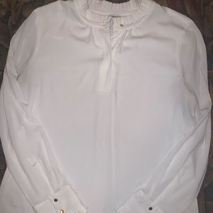 White Calvin Klein Blouse with Gold Buttons